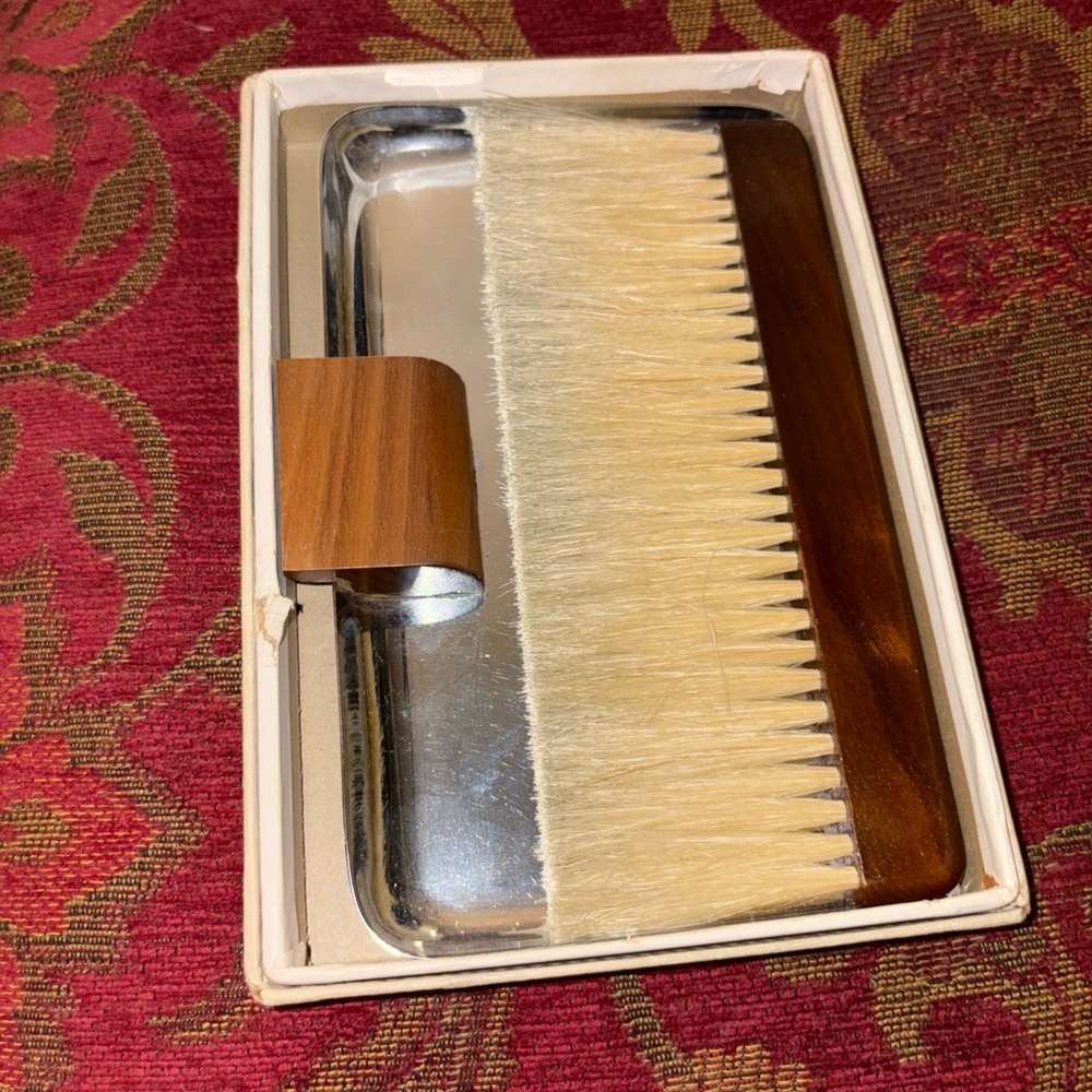 Elegant Silver and Brown Table Brush